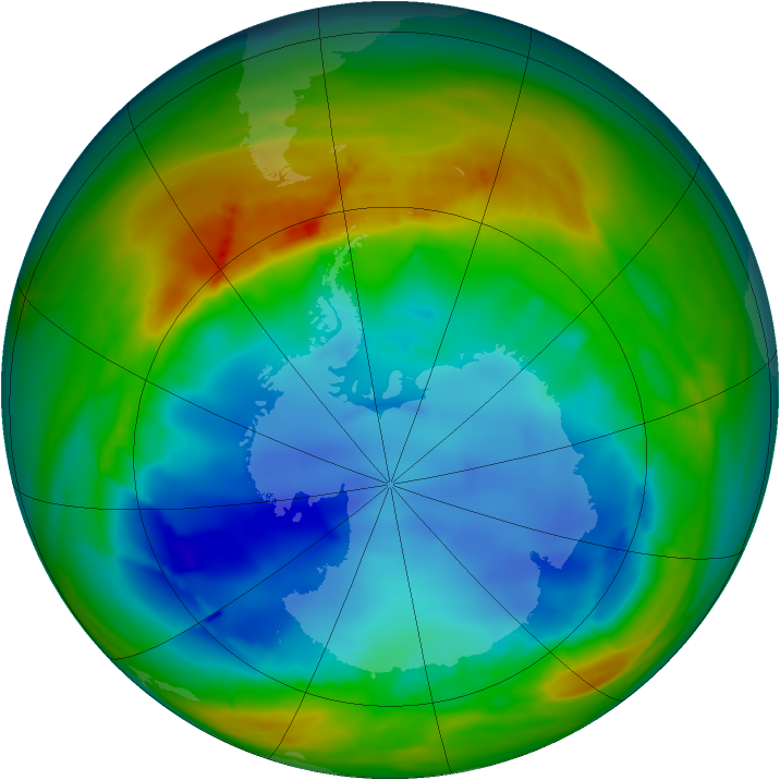 Antarctic ozone map for 03 August 2007
